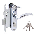 Замок врезной цилиндровый с защёлкой в комплекте с ручкой ЗВ4-55.27 (хром), 4 кл.